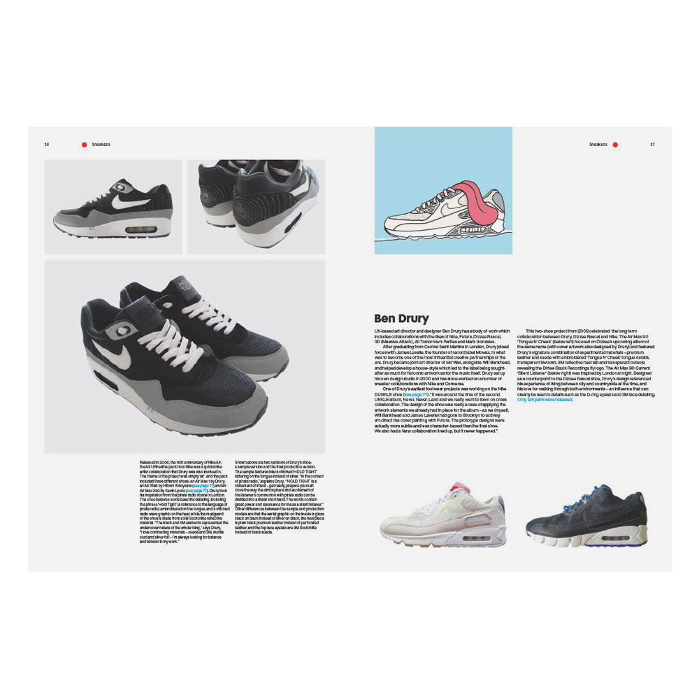 Layout featuring Nike Air Max shoes with text and illustrations on a white background