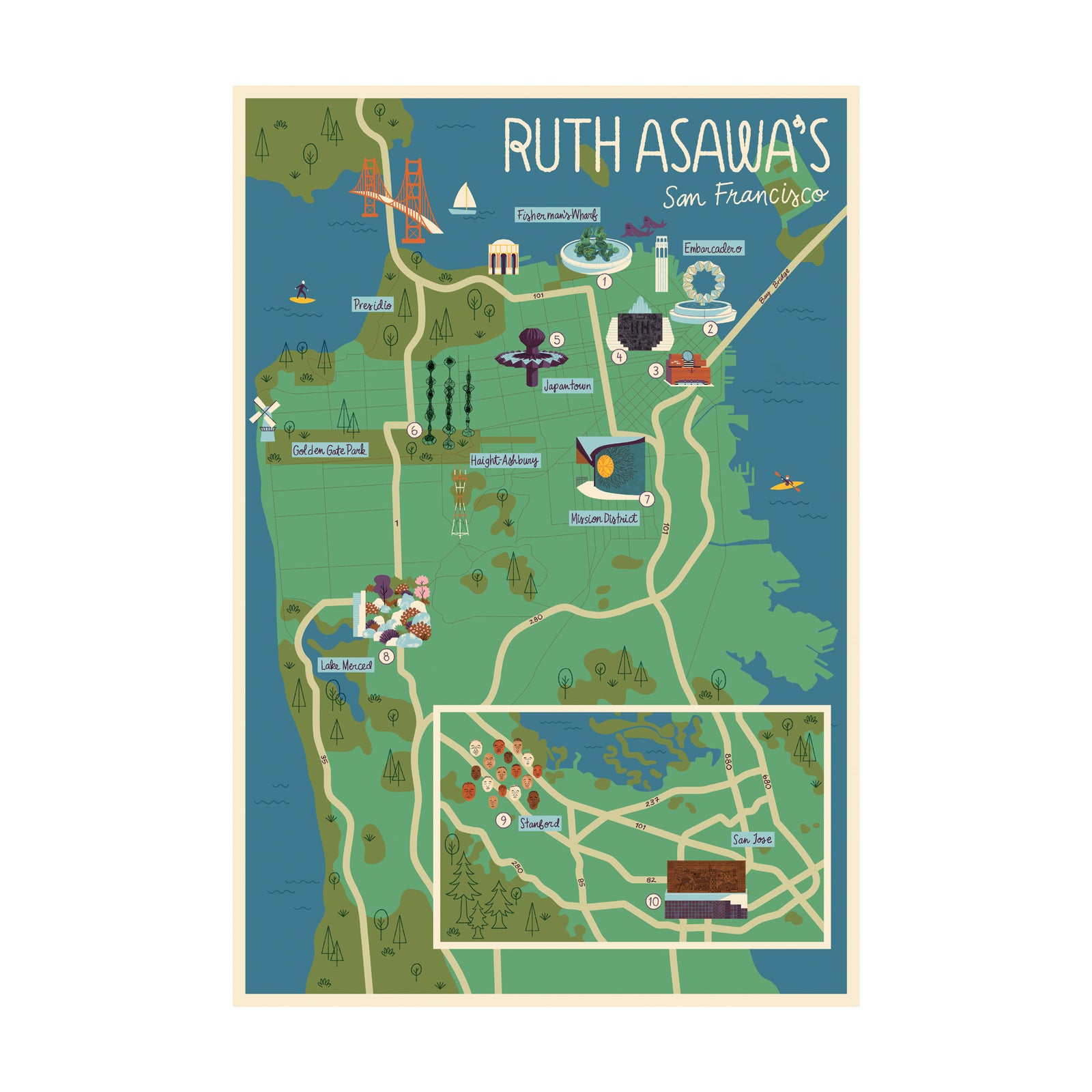 Ruth Asawa's San Francisco Map Poster front