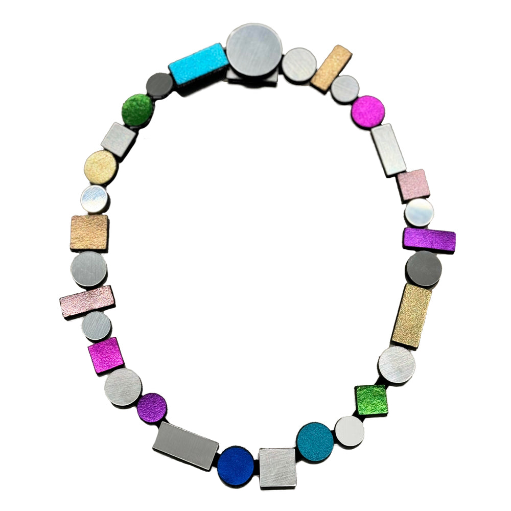 Bauhaus Silver and Rainbow Necklace