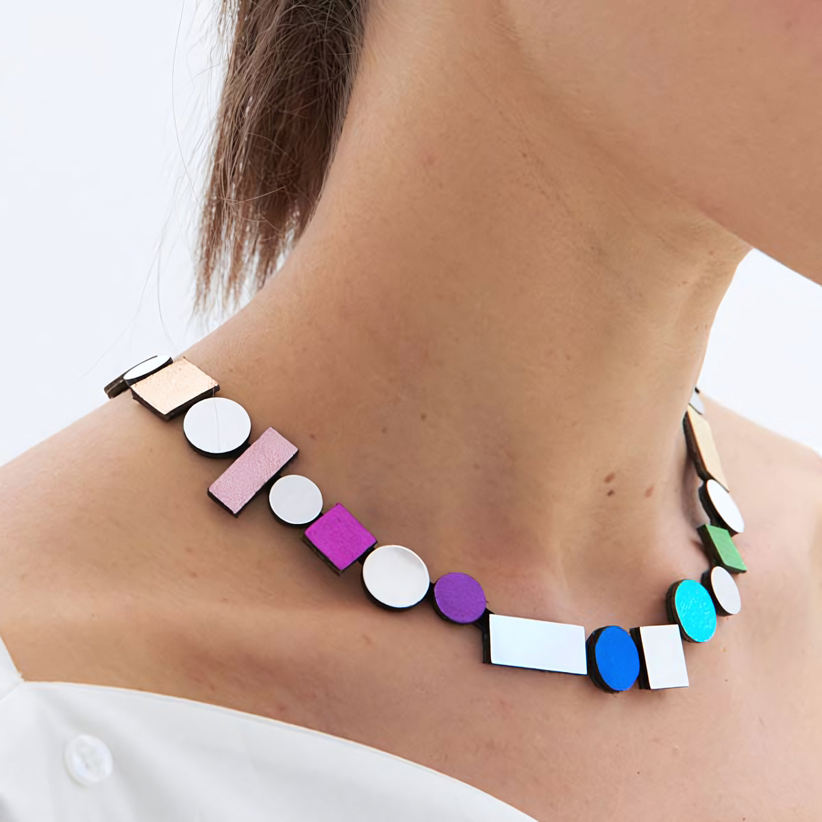 Bauhaus Silver and Rainbow Necklace