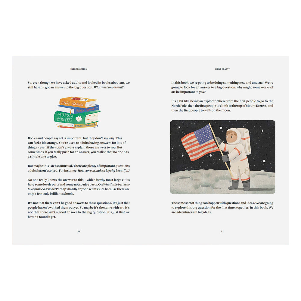 A two-page spread from a book, showing printed text on a white page background and a small inset photo on the right page. The inset photo depicts a person holding a camera with an American flag in the background.