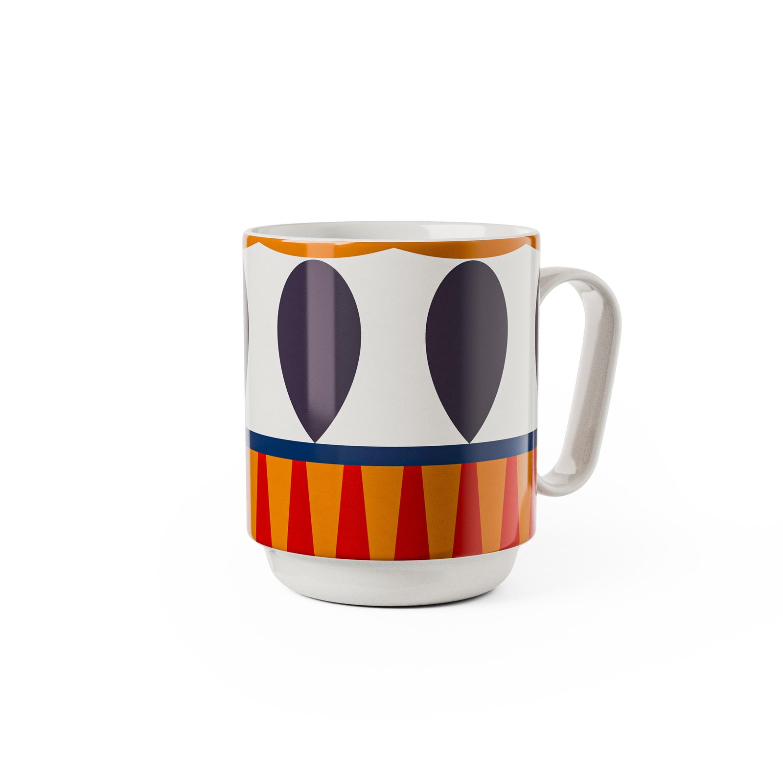 Colorful mug with abstract design on a white background