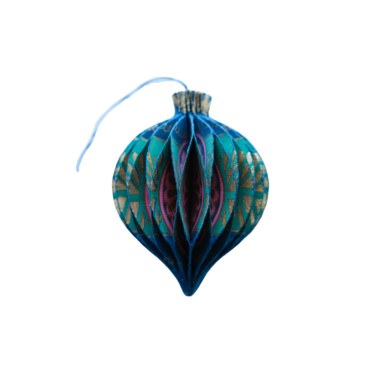 Blue Bauble Honeycomb Ornament