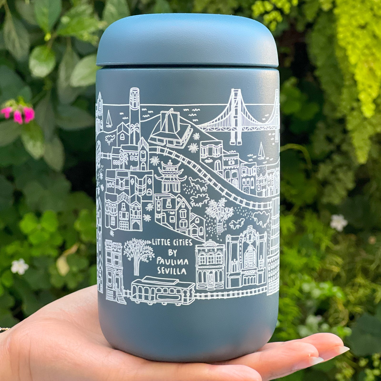 Paulina Sevilla San Francisco Stone Blue Wide Mouth Fellow Mug animated GIF