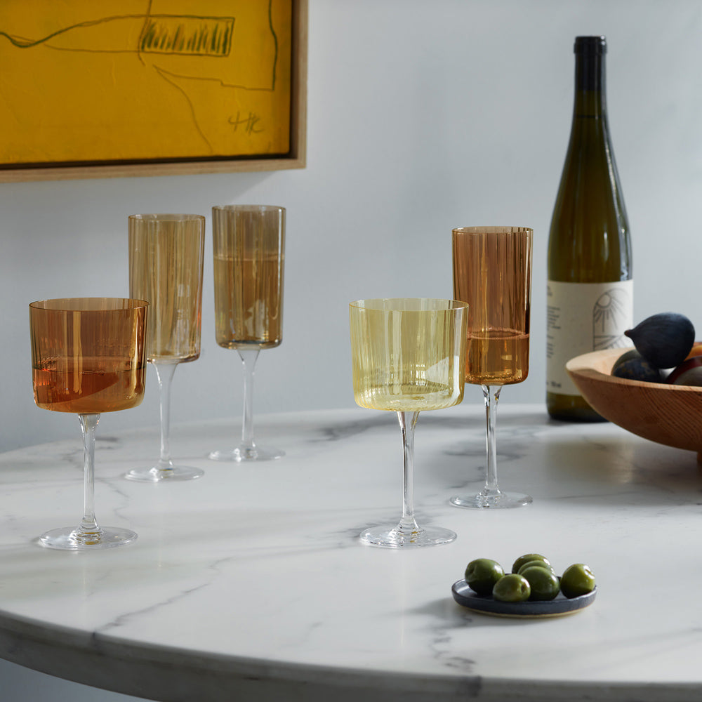 Gems Amber Wine Glasses and Champagne Flutes Lifestyle Display