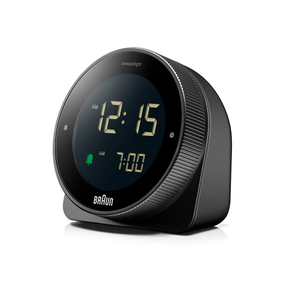 Braun digital clock on a white background