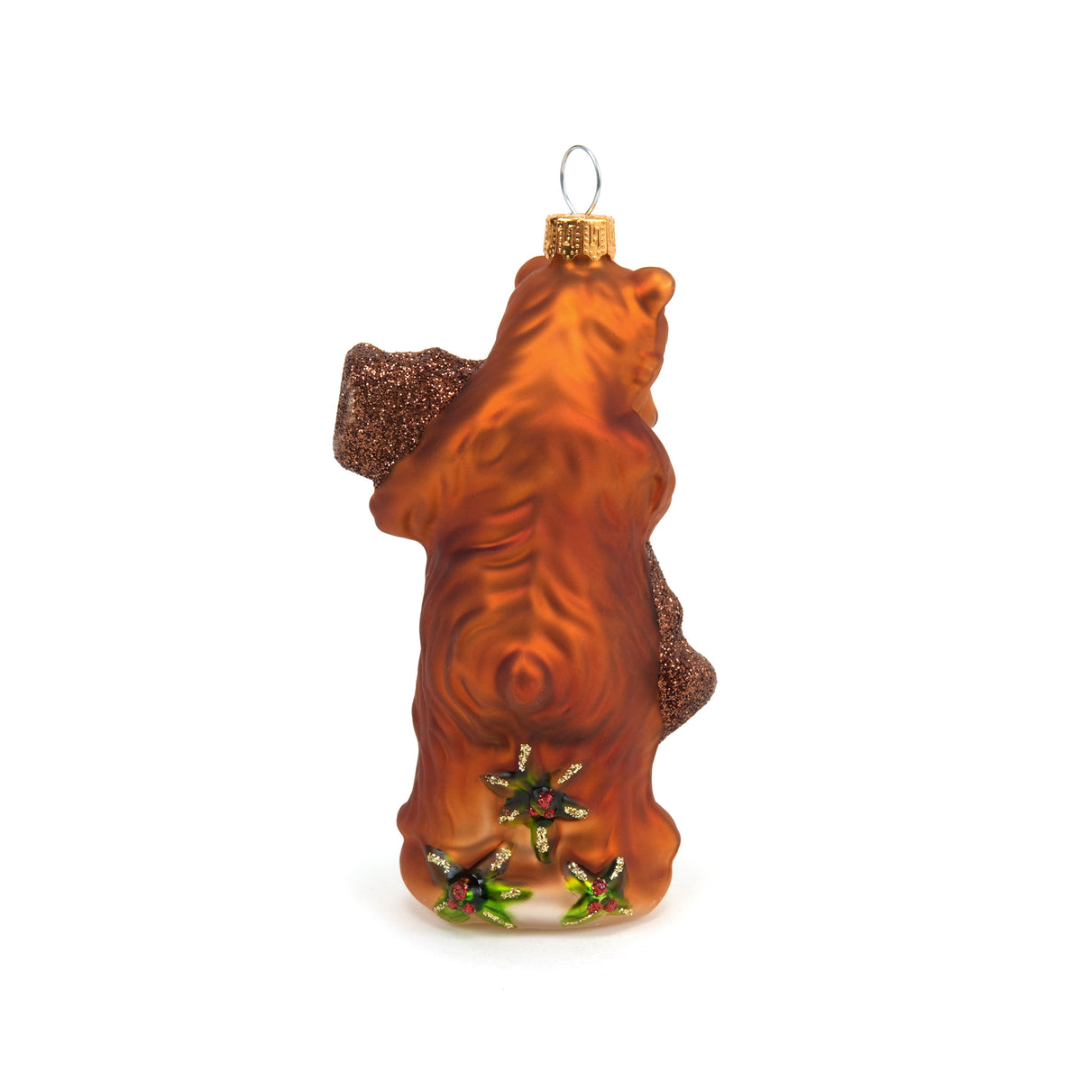 Back view of bear glass ornament.