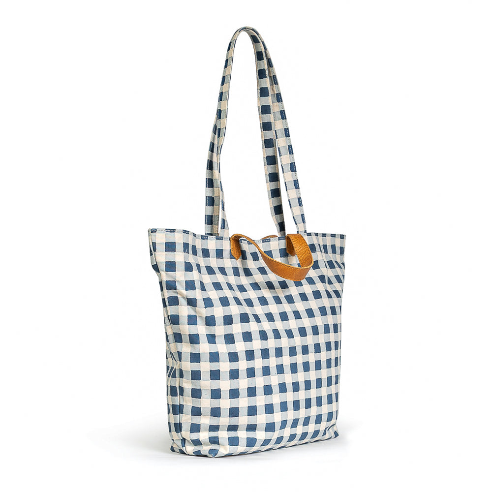 Carryall Tote: Indigo Gingham
