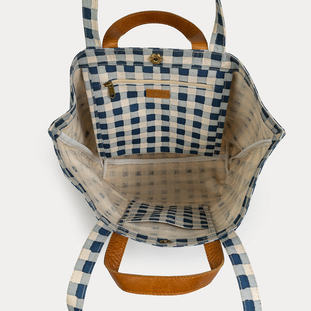 Carryall Tote: Indigo Gingham - SFMOMA Museum Store