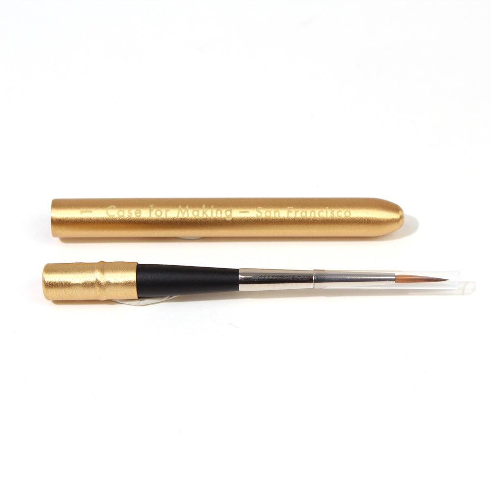 CfM Round 1 Mini Travel Paint Brush Matte Gold assembled