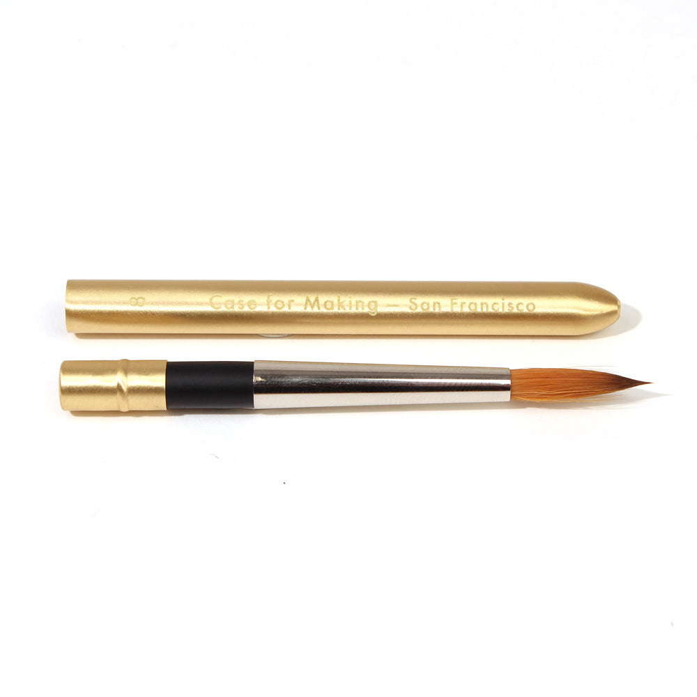 CfM Round 8 Travel Paint Brush Matte Gold assembled