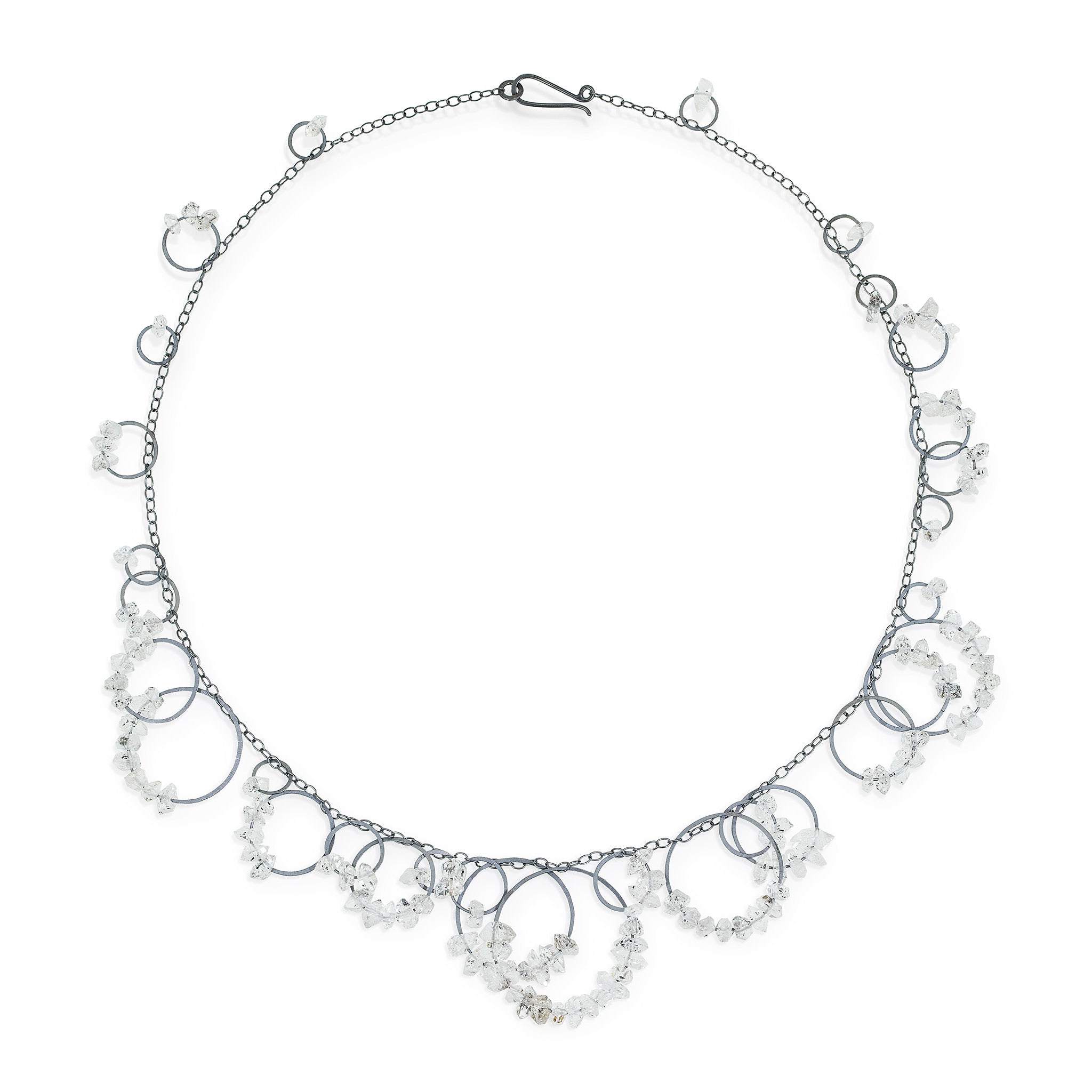 Medium Circle Bunches Necklace with Herkimer Quartz - SFMOMA