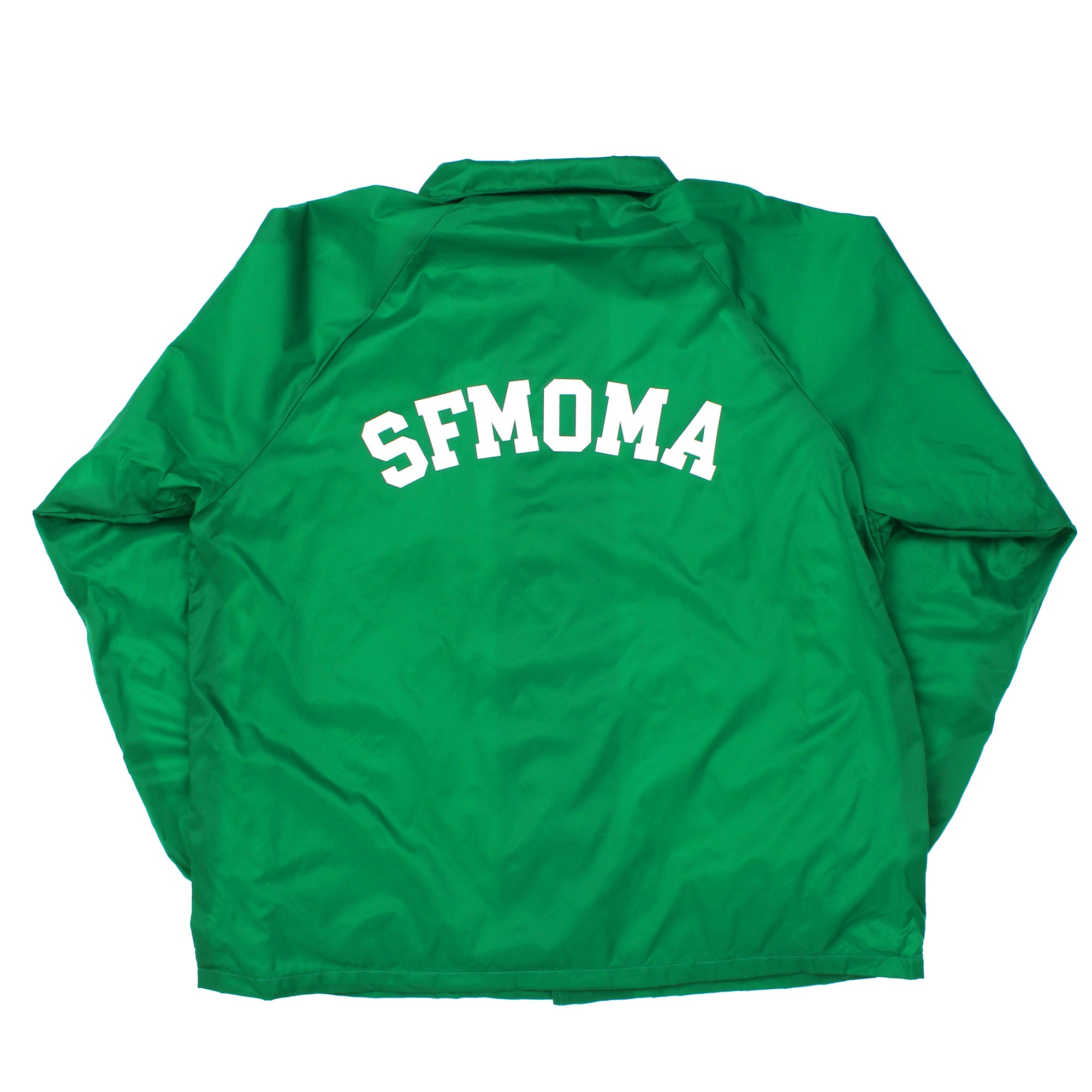 SFMOMA Collegiate Logo Coach Jacket: Green back view