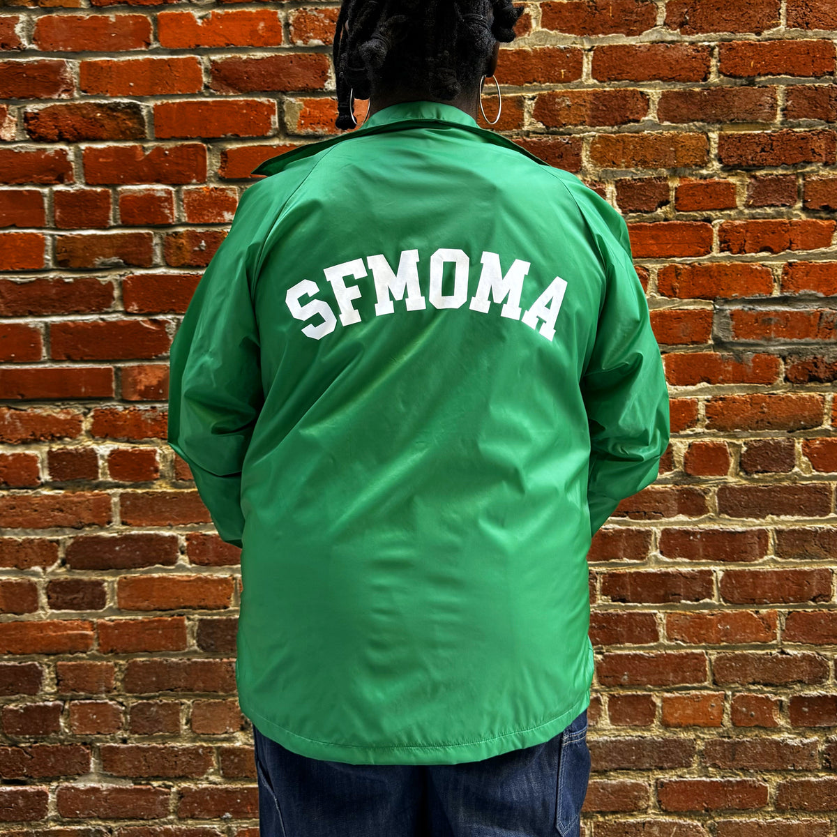 SFMOMA Collegiate Logo Coach Jacket: Green on Rashanda!!!