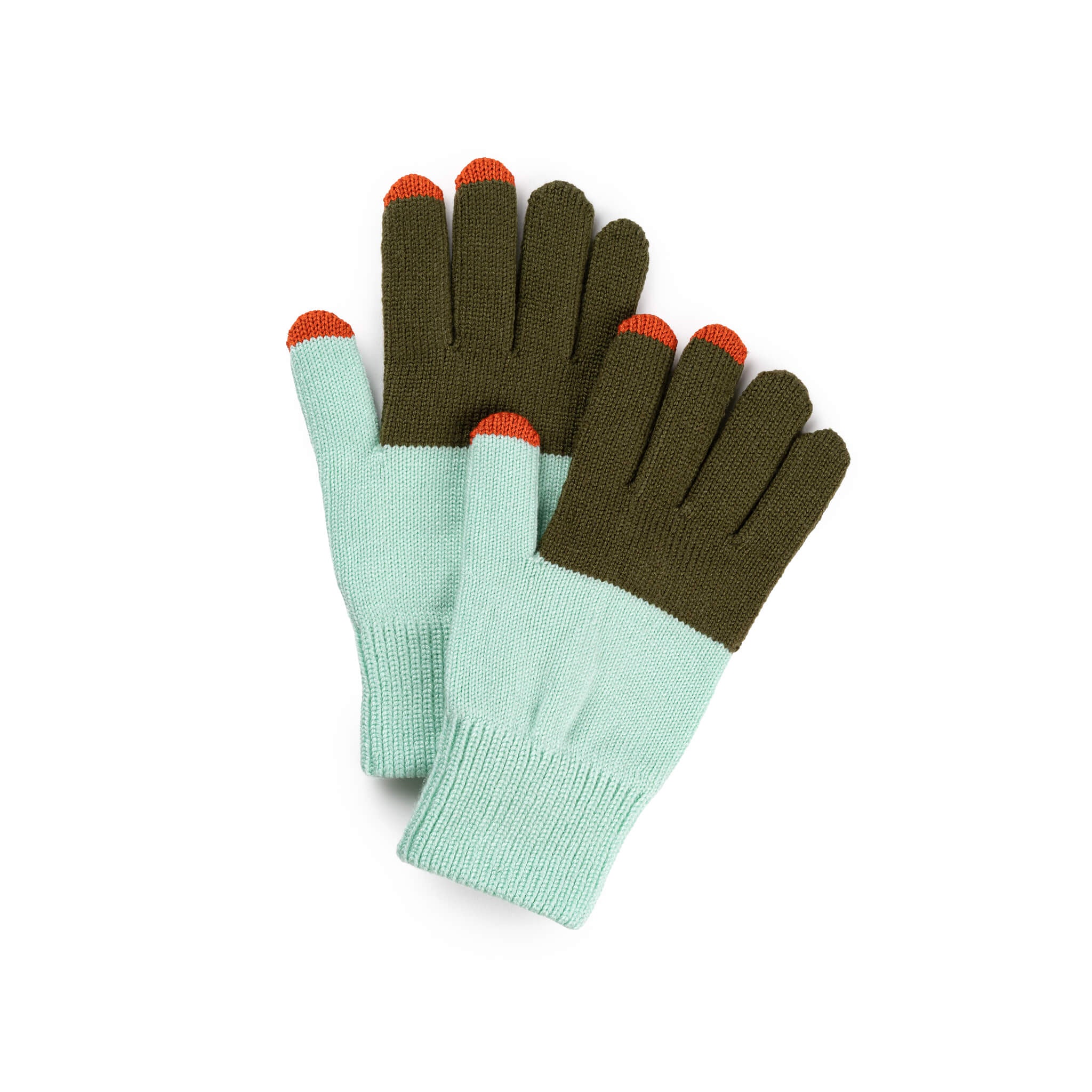 Colorblock Knit Touchscreen Gloves: Moss + Jade - SFMOMA Museum Store