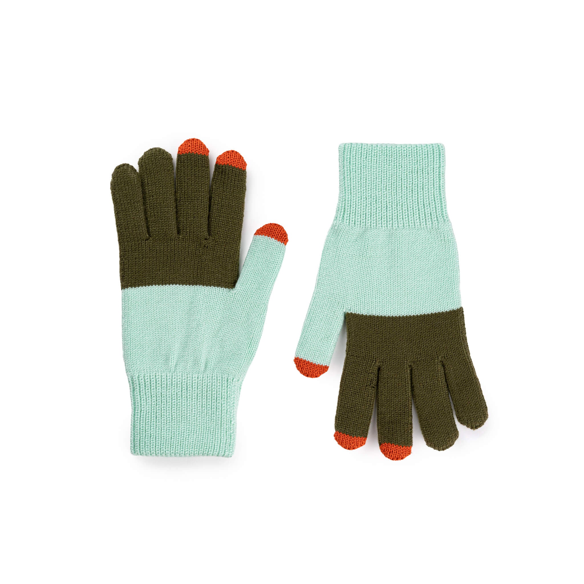 Salsation最新作 Net Knit-Gloves Angora色（新品） Colorblock Knit Touchscreen Gloves: Moss + Jade - SFMOMA Museum Store