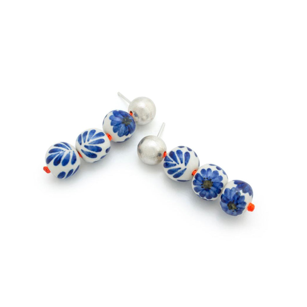 Coral Sky Ceramic and Silver Spheres Earrings 