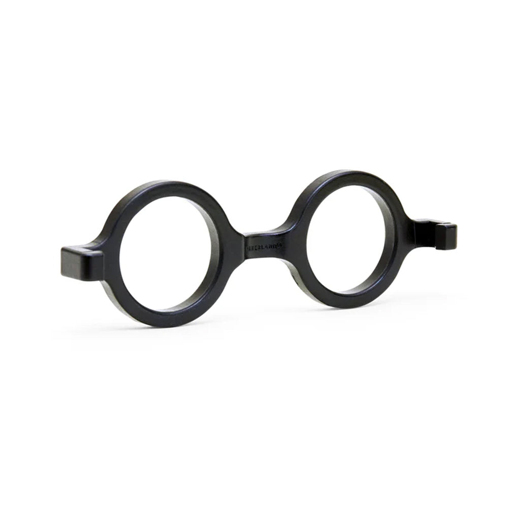 Black eyeglasses bottle opener on a white background