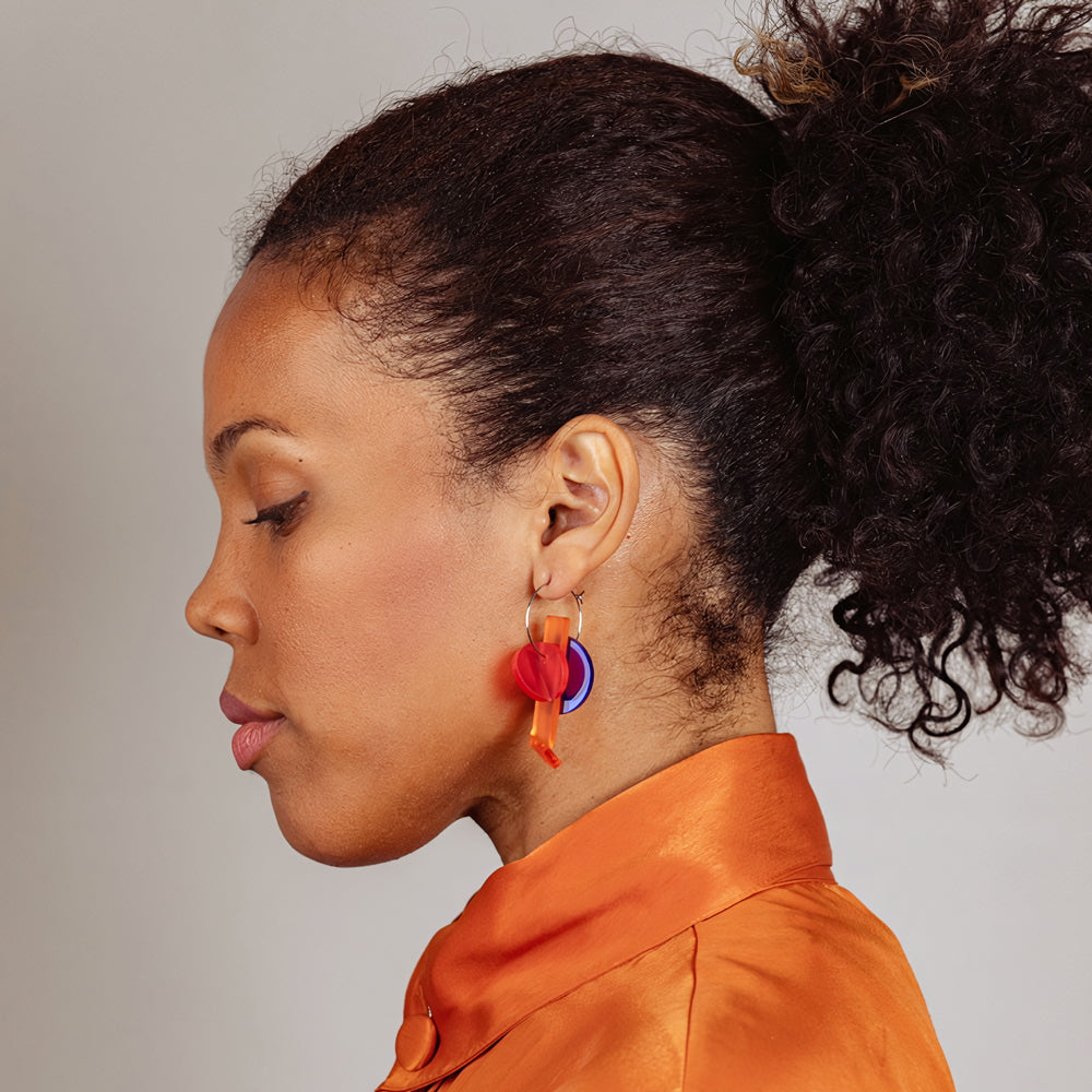 Flow Earrings: Orange + Blue