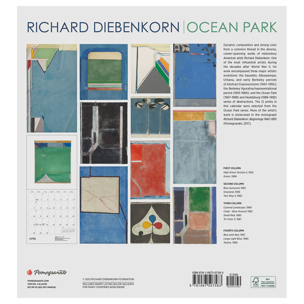 2024 Richard Diebenkorn Ocean Park Wall Calendar