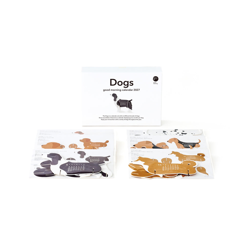 Six assembled dog calendars.