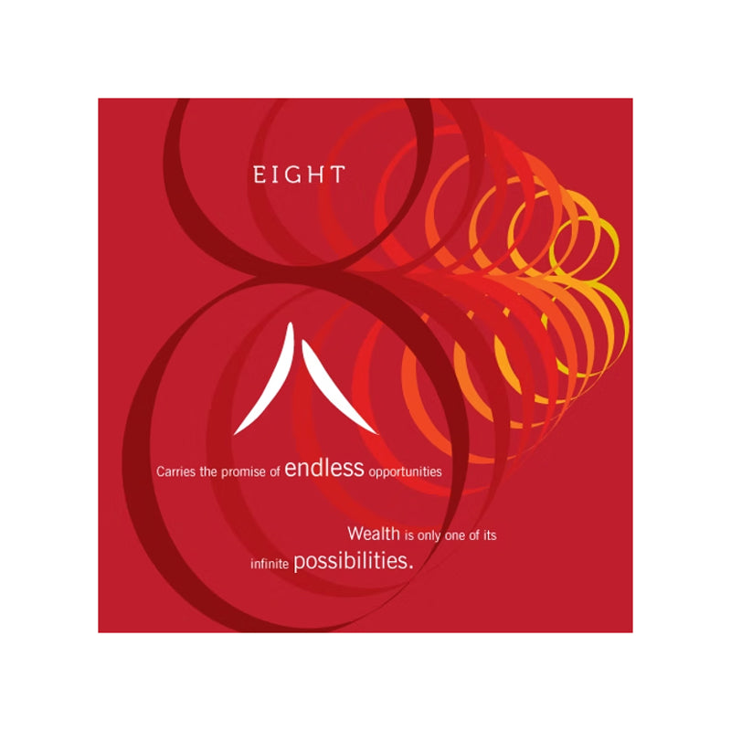 Red page with the number '8' and motivational text on a white background