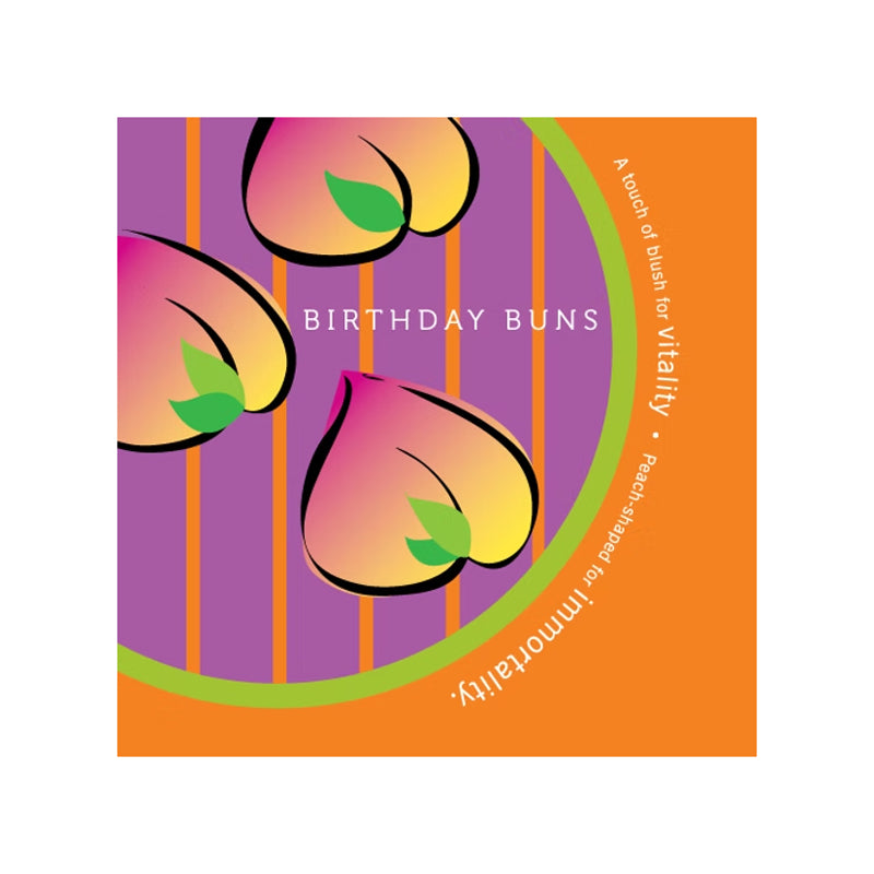 Interior page of 'Birthday Buns' with a purple and orange background