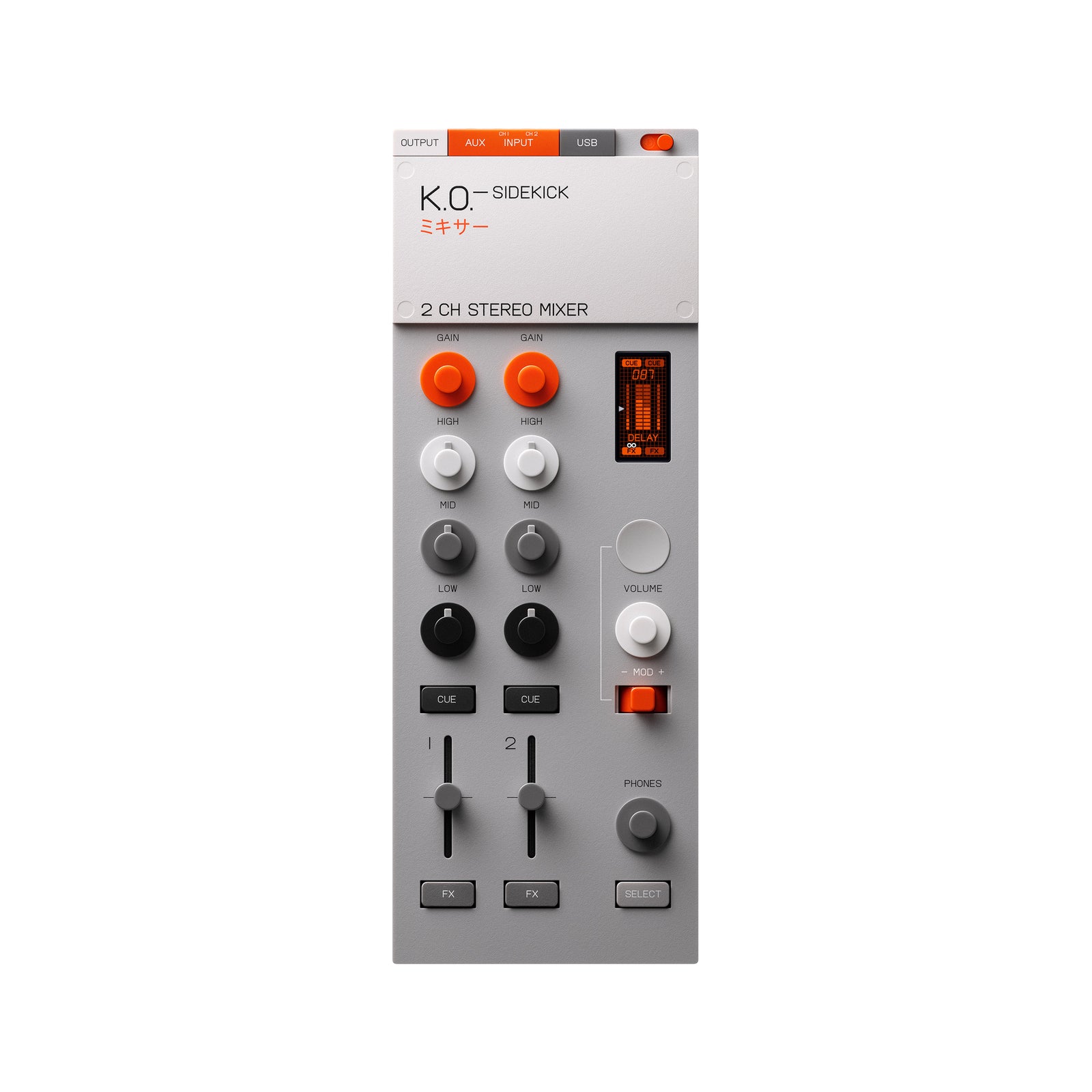 K.O. Sidekick 2 CH Stereo Mixer on a white background