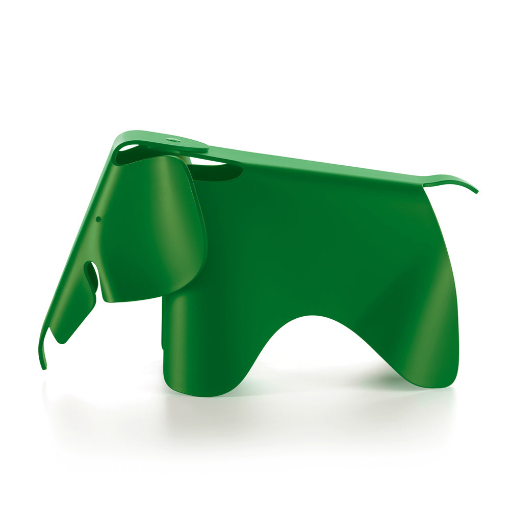 Green elephant-shaped object on a white background