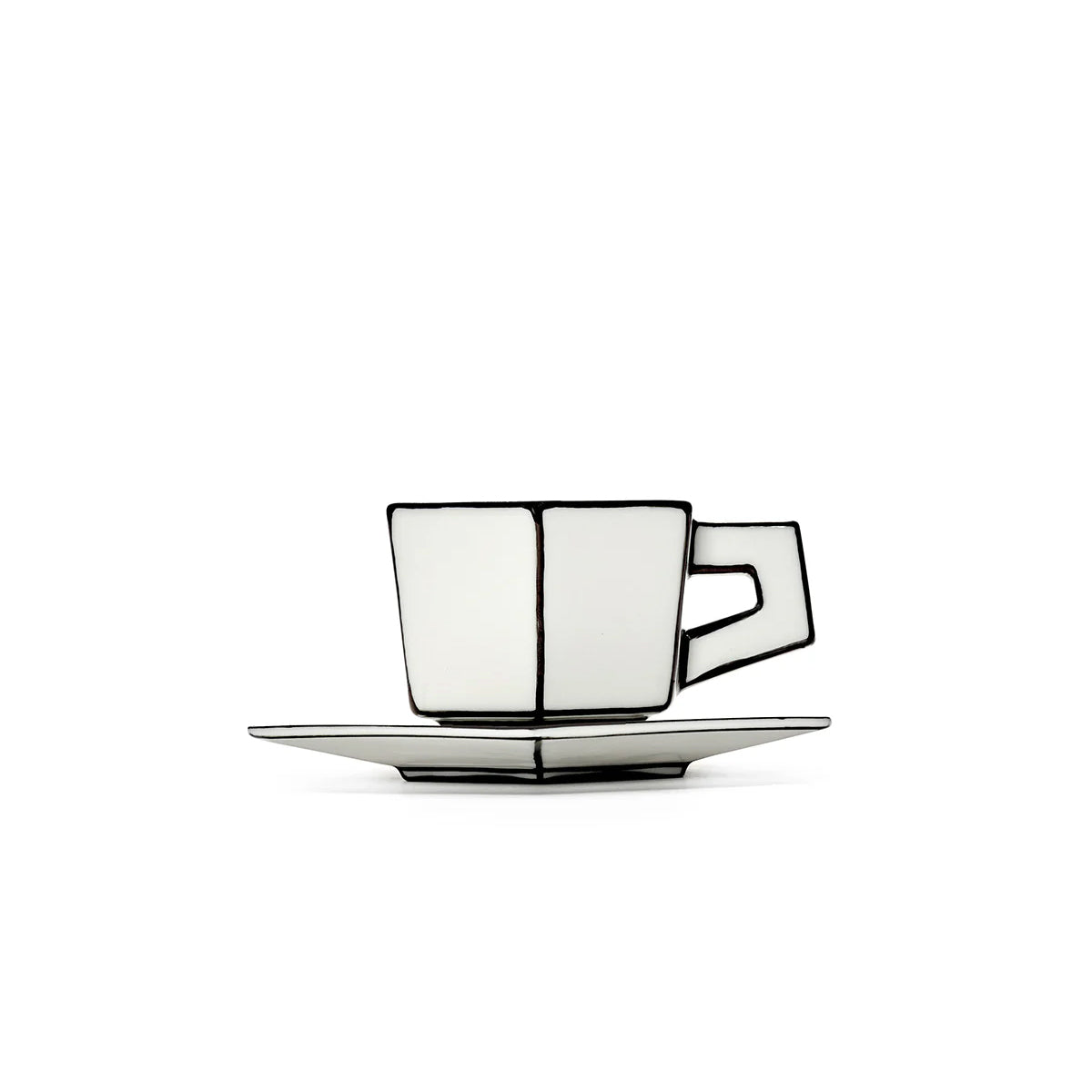Ceramic cup and saucer set on a white background