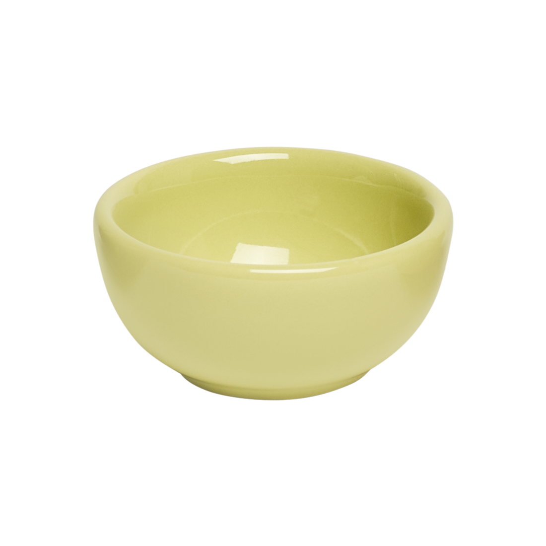 lime green ceramic bowl on a white background