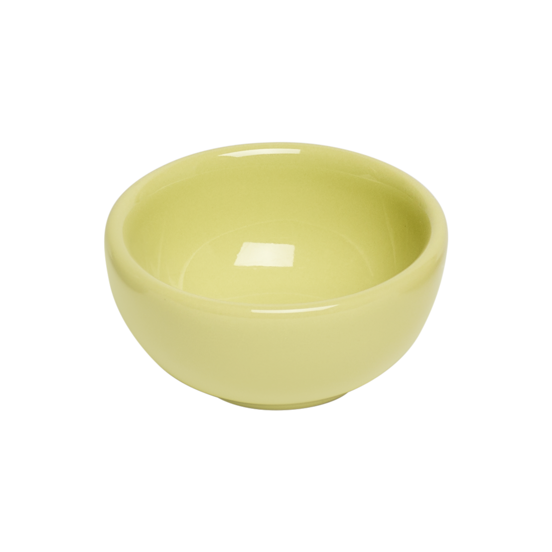 Yellow-green ceramic bowl on a white background