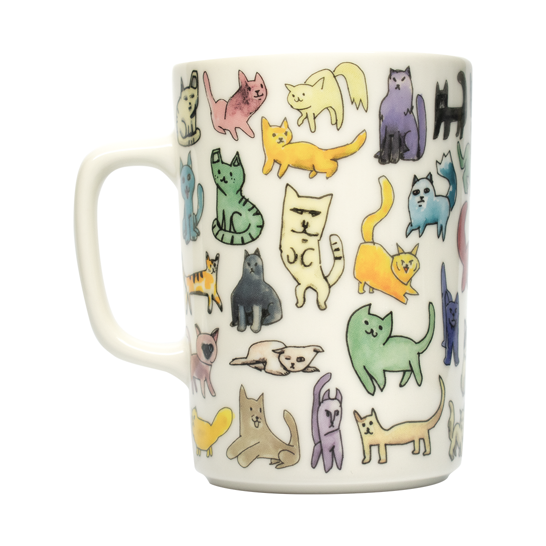 Mug with cat illustrations and 'Cat Person' text on a white background