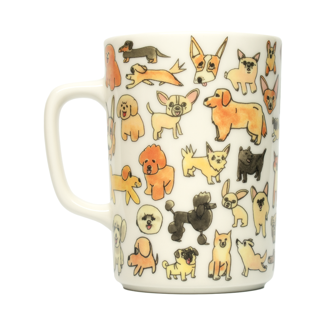 Mug with dog illustrations and 'Dog Person' text on a white background