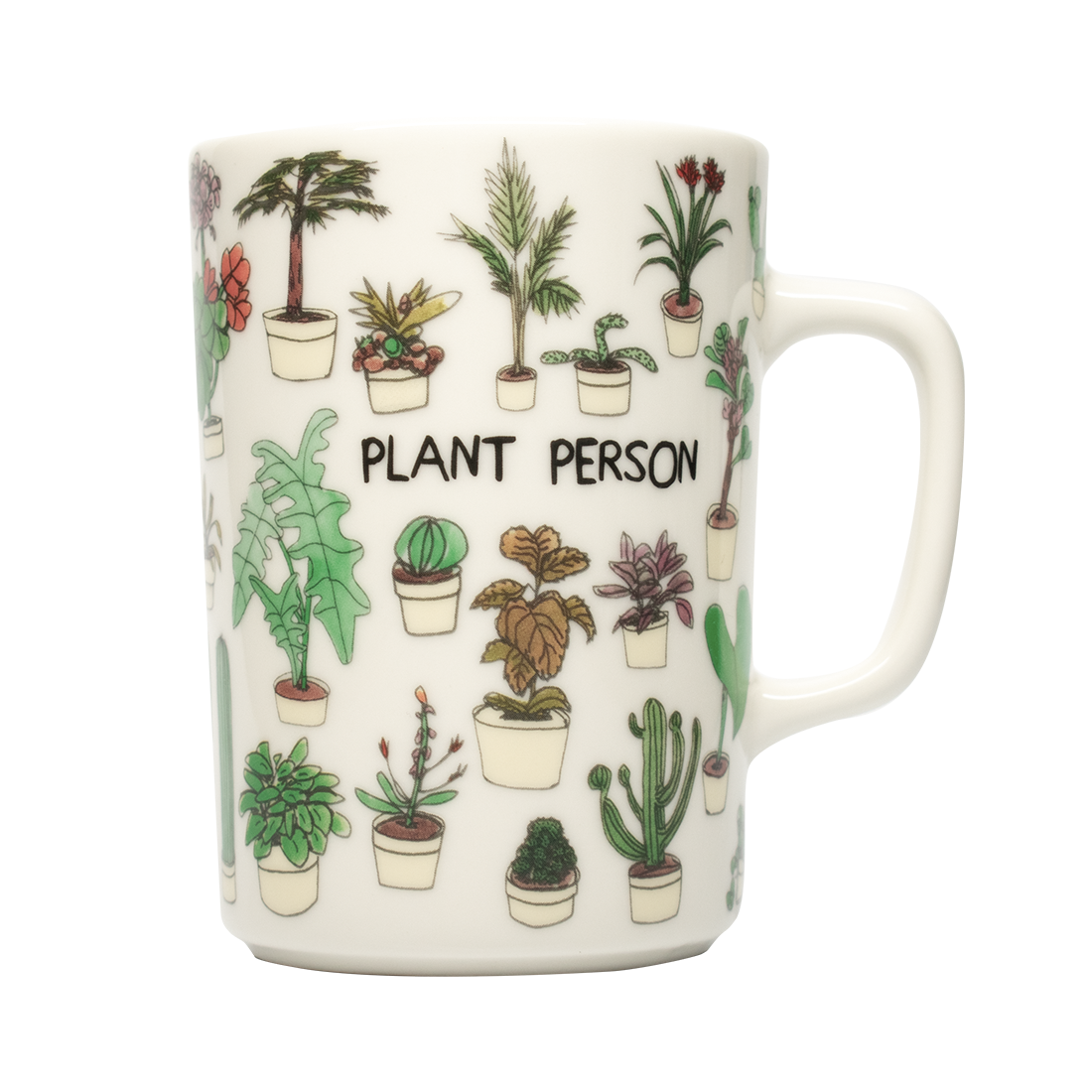 Mug with plant illustrations and 'Plant Person' text on a white background