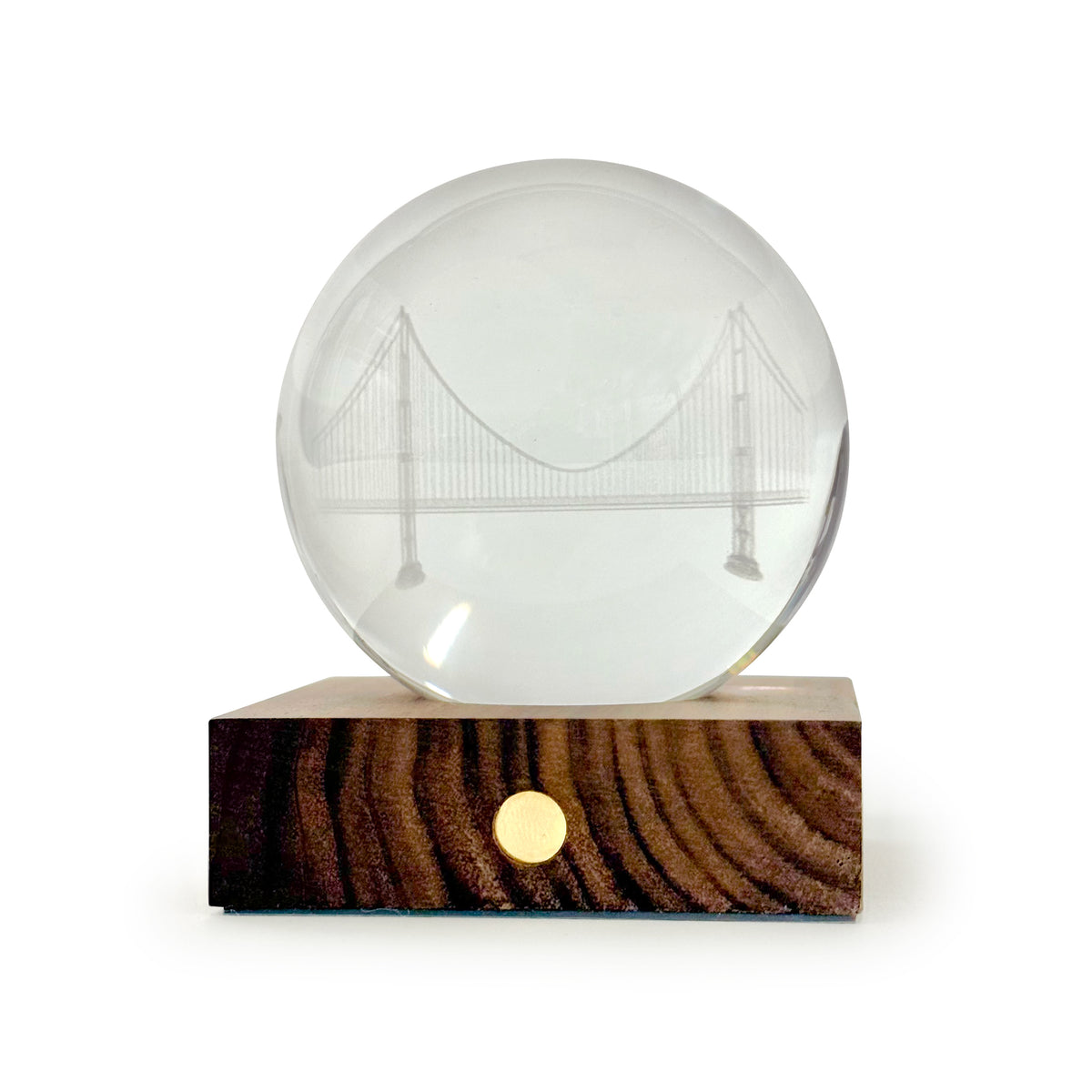 Golden Gate Bridge Amber Crystal Light on white background