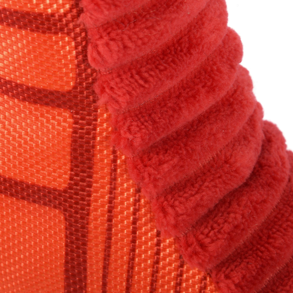 Close-up view of fabric on toy.