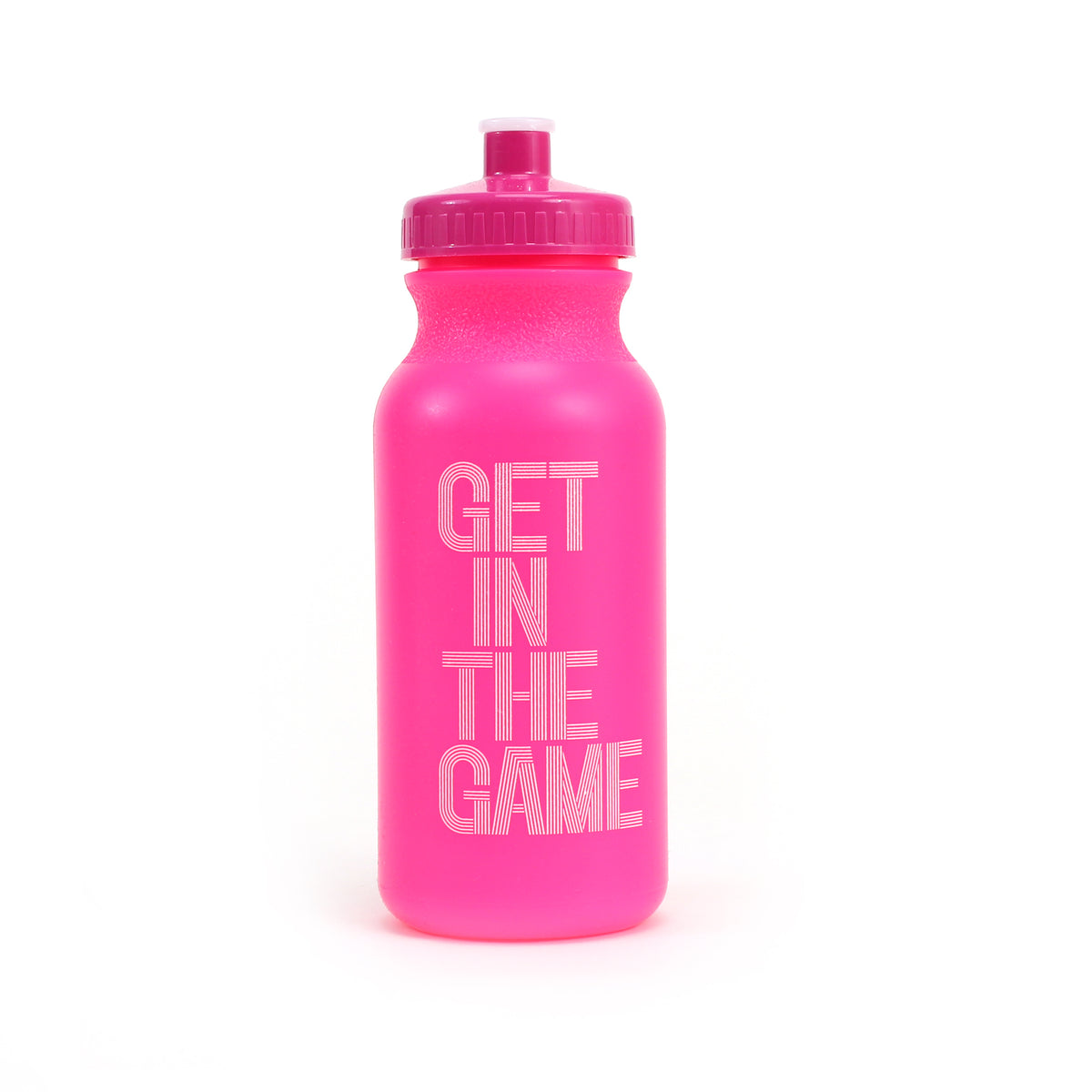 SFMOMA Get in the Game Water Bottle: Pink GITG logo side