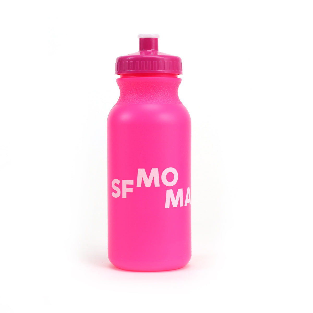 SFMOMA Get in the Game Water Bottle: Pink SFMOMA logo side