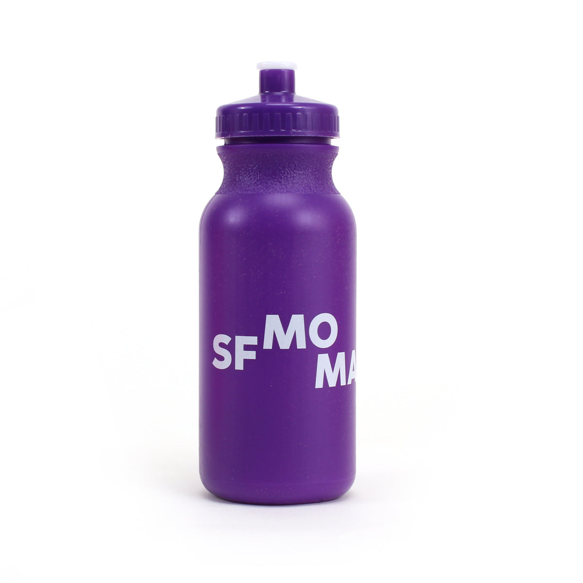 SFMOMA Get in the Game Water Bottle: Purple SMOMA logo side