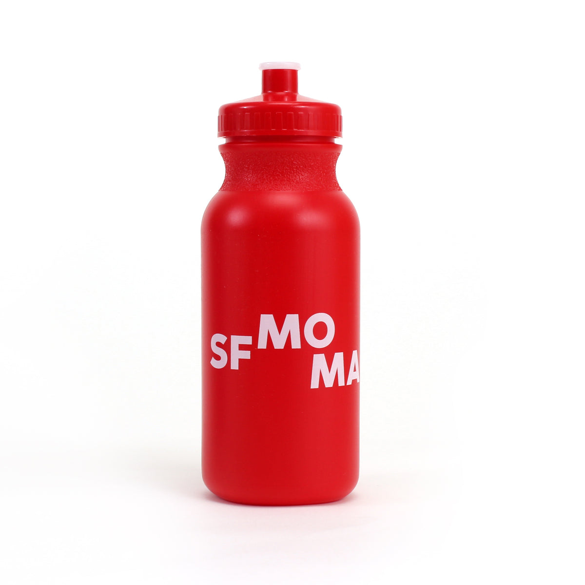 SFMOMA Get in the Game Water Bottle: Red SFMOMA logo side