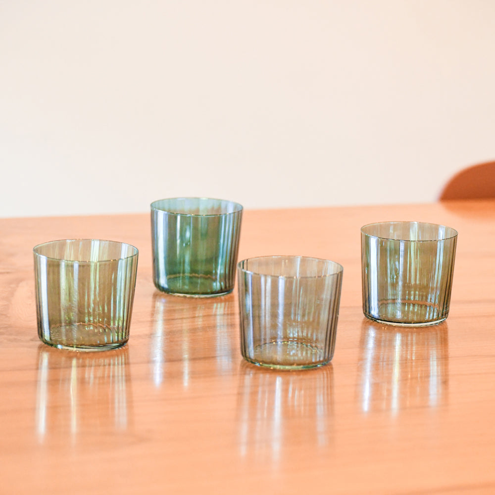 Tumblers on table setting.