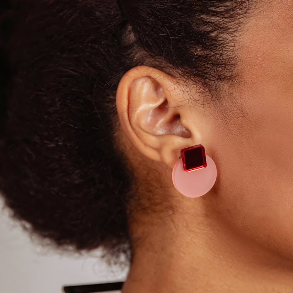 Glare Mini Rose and Red Earrings