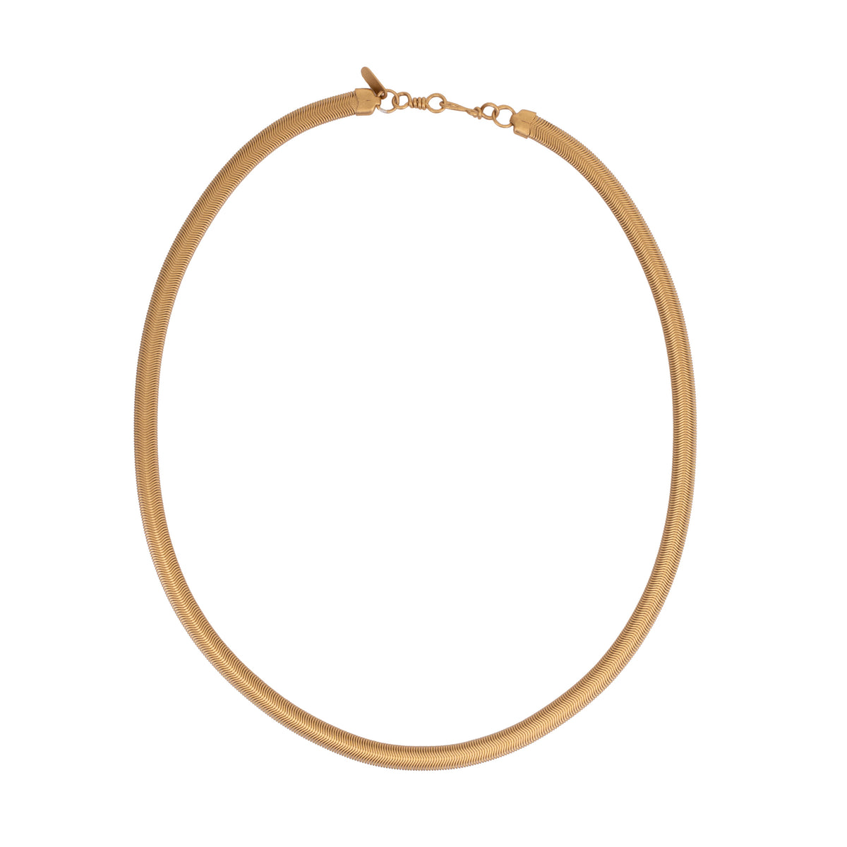 Gold necklace on a white background