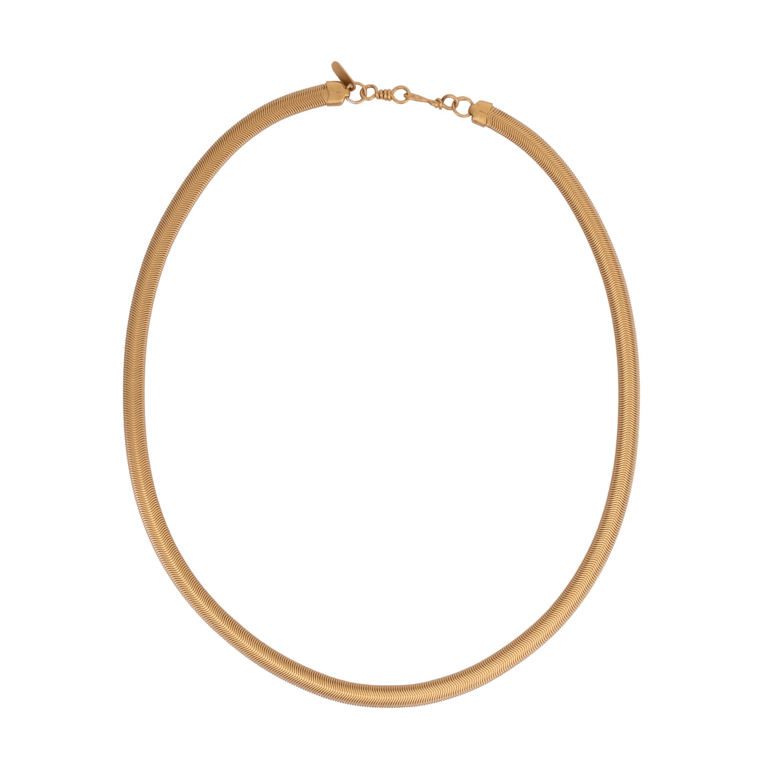 Gold necklace on a white background