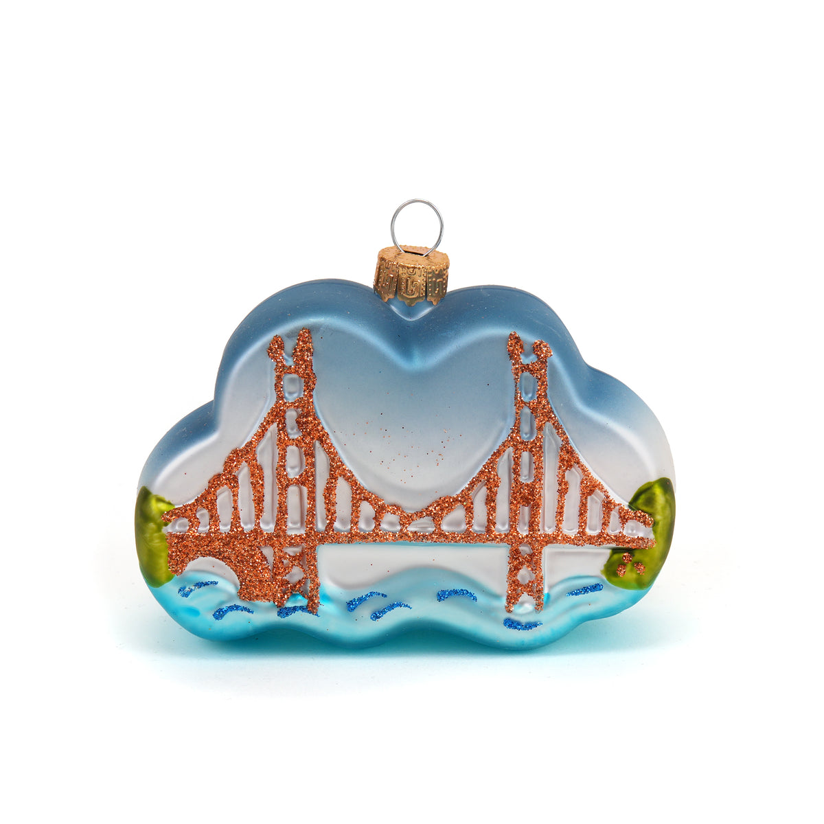 Front view decorative ornament with a bridge design on a white background