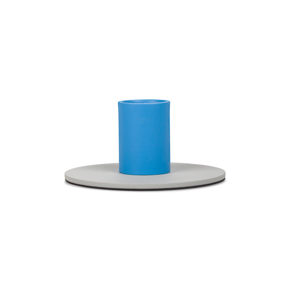 Small Two-Tone Metal Candle Holder: Gull Grey + Nanking