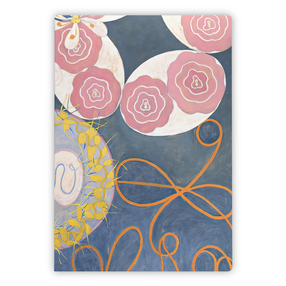 Notebook with floral design on a blue background