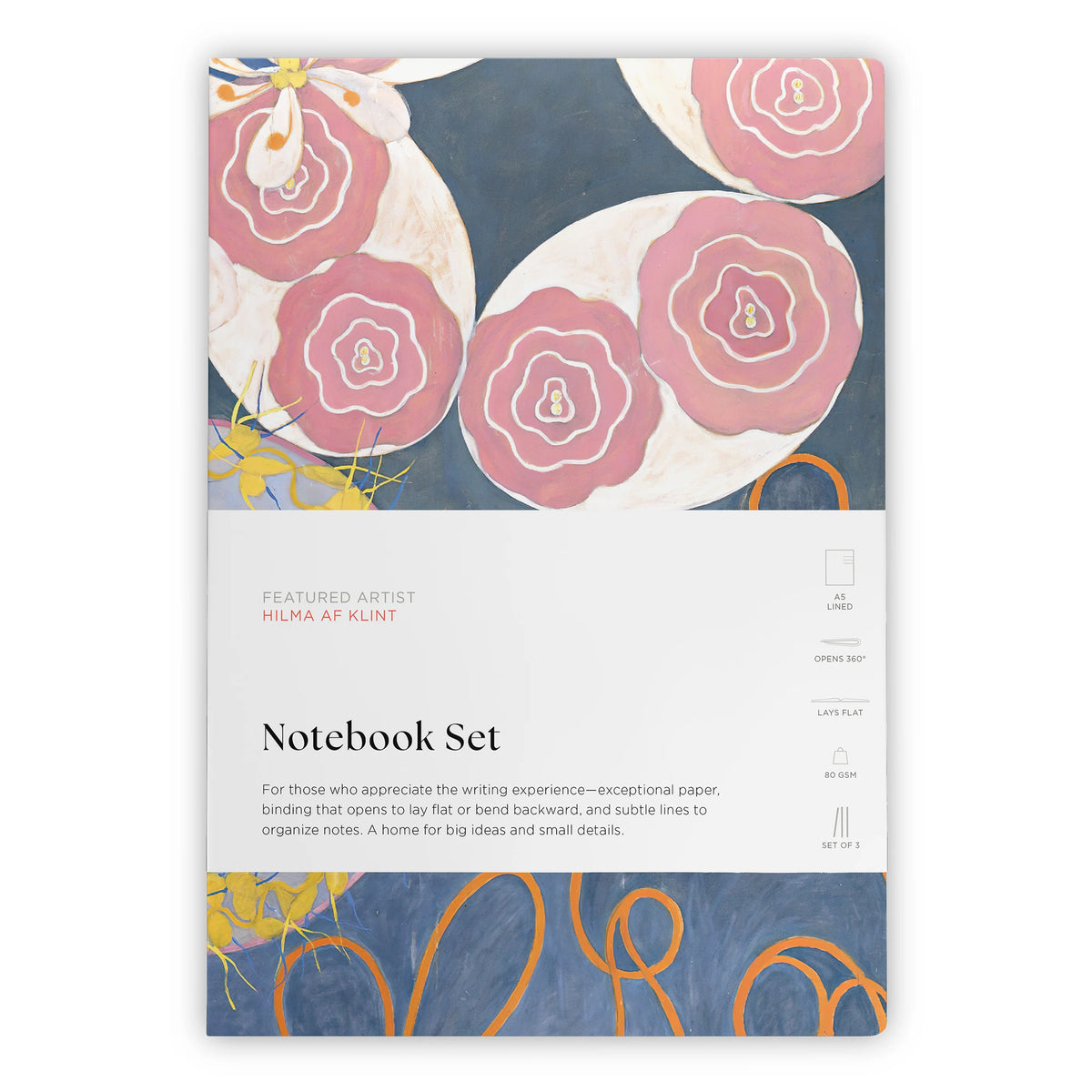 Notebook set with floral design on a blue background