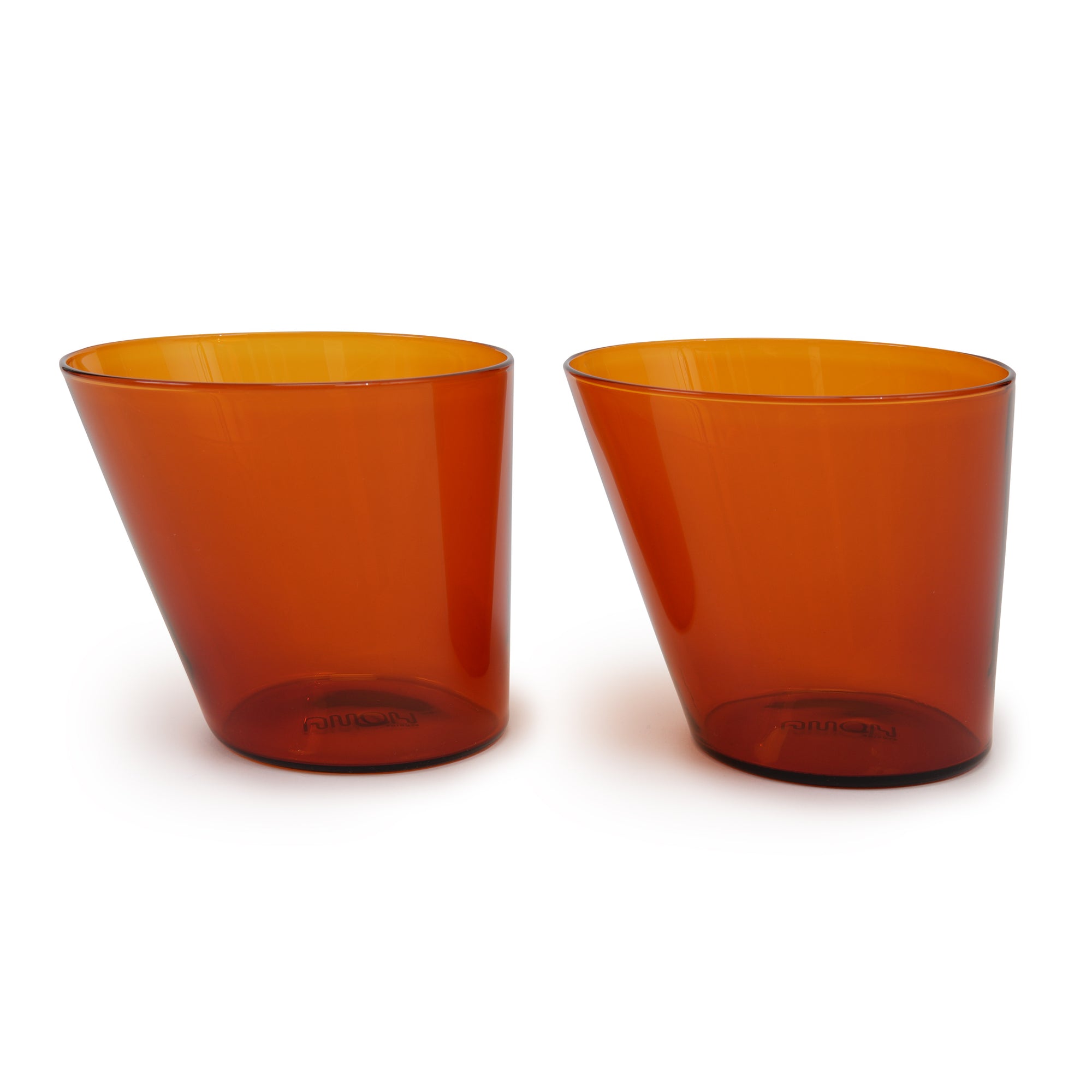 Glass Local Cup Amber Set Of 2 on white background